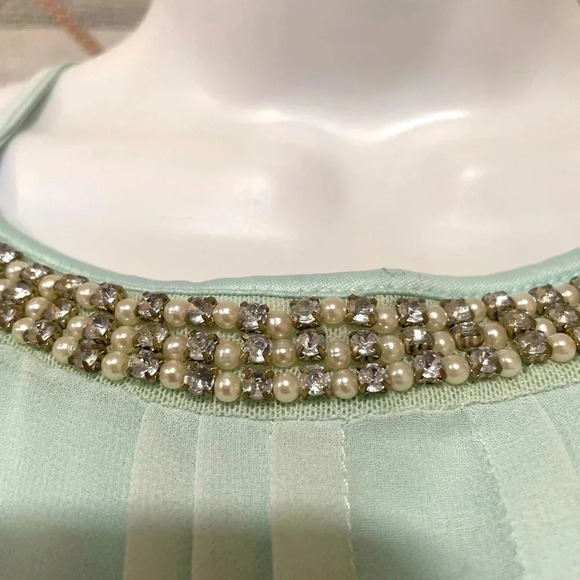 EXPRESS Mint Green Beaded/Gem Haltered Top Size XS - Picture 3 of 5